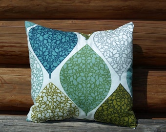 Pillow cover white blue green grey abstract leaves Decorative Cotton pillow case for Throw pillows Floor Cushions Accent Pillows