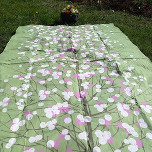 Picnic blanket Marimekko green white pink tree Modern EXTRA LARGE blanket , Bag Beach Summer Picnic blanket Outside blanket GIFT