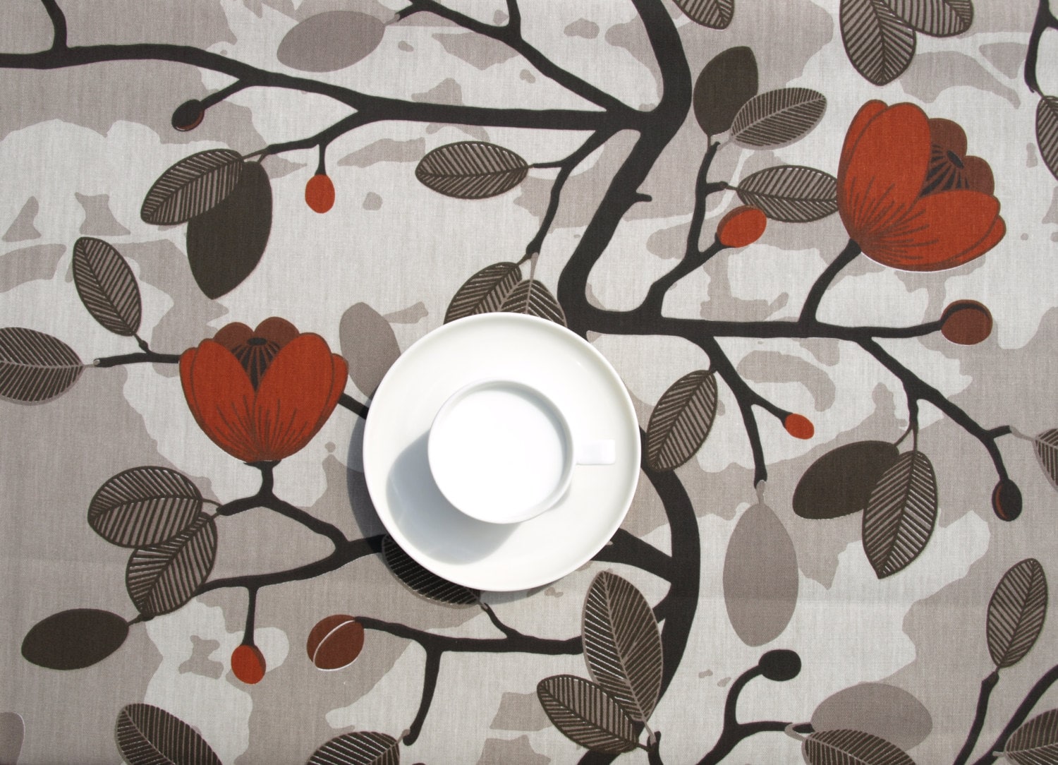 Tablecloth Brown Beige Flowers Floral Decor Modern Scandinavian