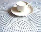 Table runner or napkins white navy blue graphic lines , also pillow cover available, great GIFT