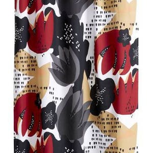 Curtain panel white black red flowers Floral Scandinavian Modern Decor Cafe curtain Kitchen valance , runner , napkins available,great GIFT