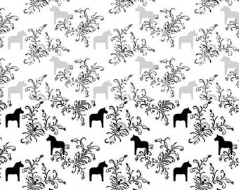 Panneau de rideau blanc gris argenté noir Grand Dala suédois, décor scandinave, rideaux de café, cantonnière de cuisine, linge de table, cadeau idéal