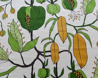 Curtain valance Tablecloth Green Yellow plants Flowers Leaves Botanic fabric Scandinavian Design Table linen Towel Pillow GIFT