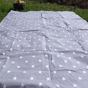 Picnic blanket grey white stars Modern EXTRA LARGE blanket , Bag Beach Summer Picnic blanket Outside blanket GIFT