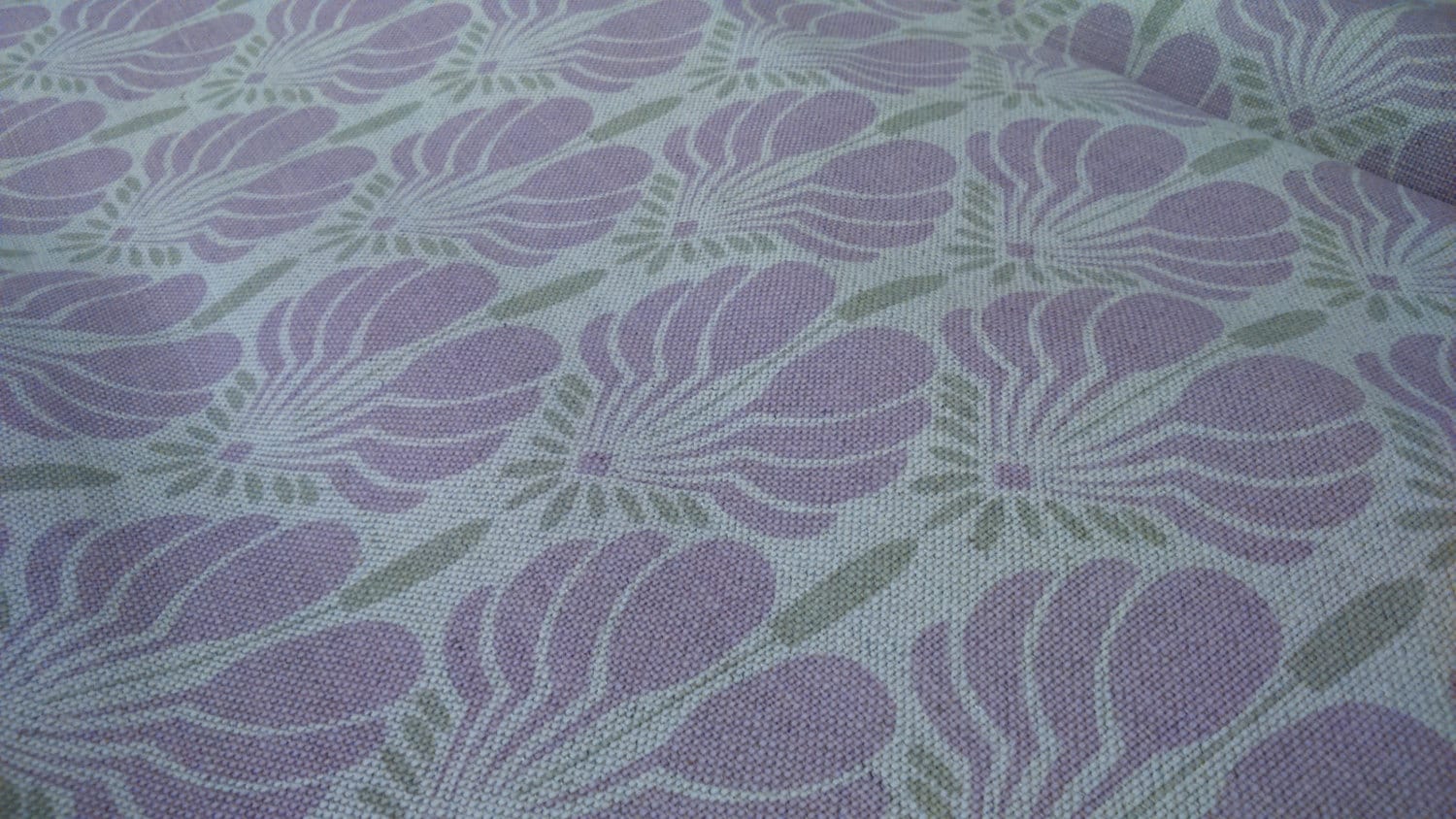 Linen Tablecloth Natural Lilac Flowers Scandinavian Design