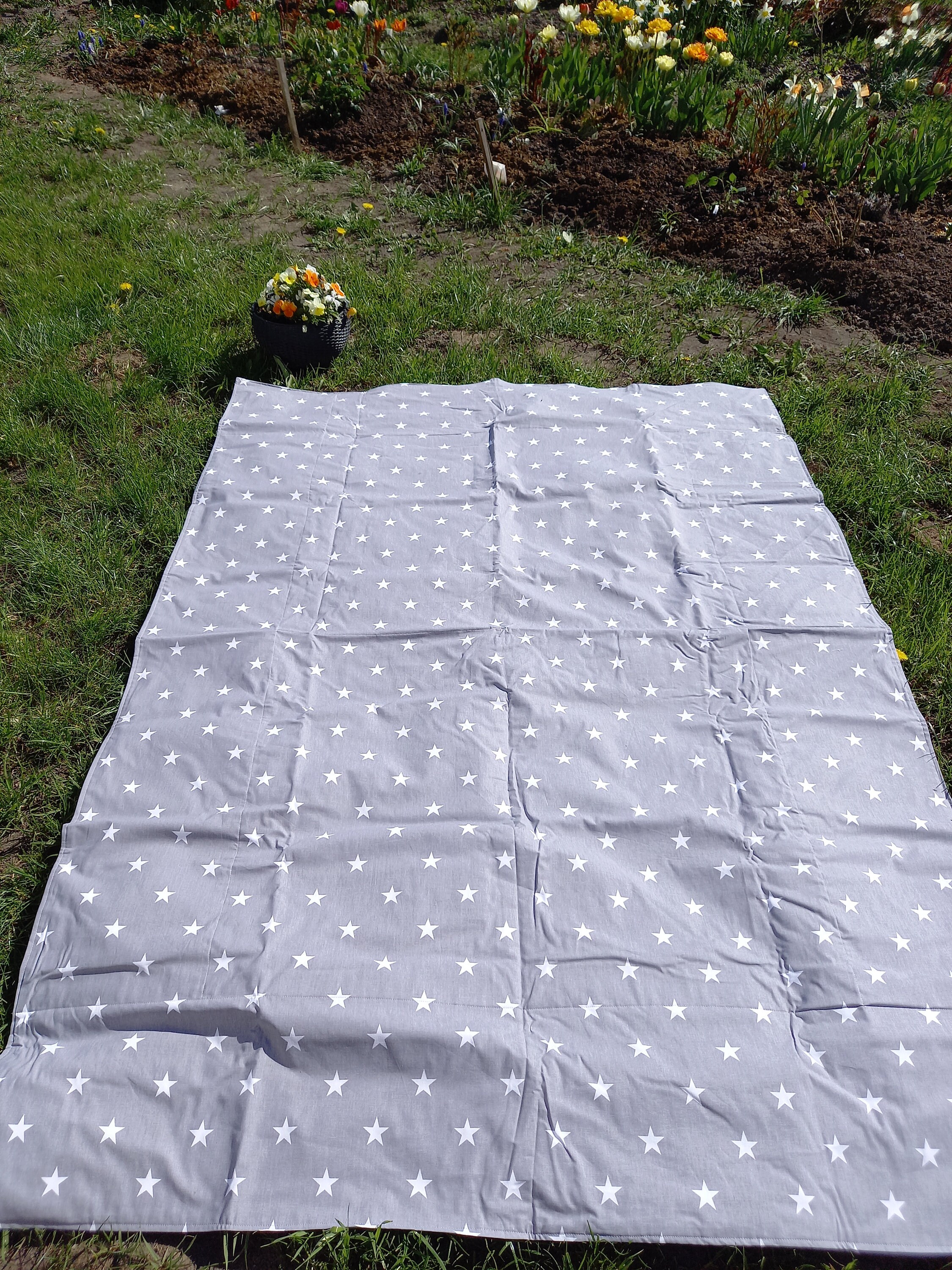 Picnic blanket grey white stars Modern EXTRA LARGE blanket Etsy