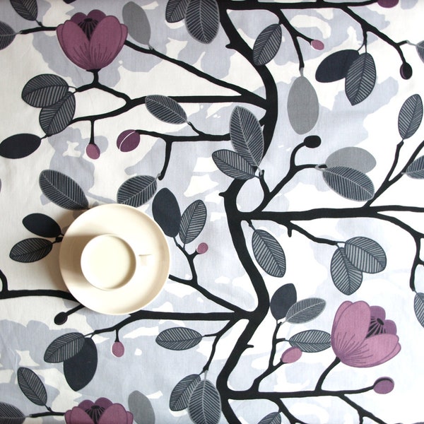 Table runner white black grey purple flowers LAST one , great GIFT