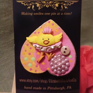 Easter pin, Easter Chick pin, Dancing  Easter chick , Easter brooch  21