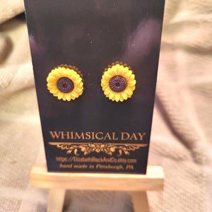 Sunflower earrings, Sunflower,  Ukraine  Sunflower, 1/2 &quot; Sunflower Stud earrings 3
