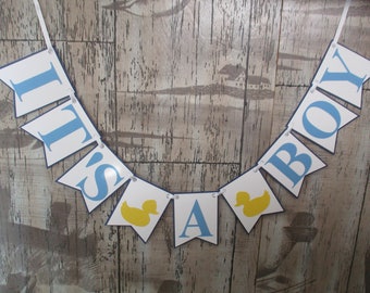 Rubber Duck Baby Shower Decorations, It's a Boy Banner, Rubber Duck Nursery decor, Baby Duck Duckling Baby Shower Banners, Yellow
