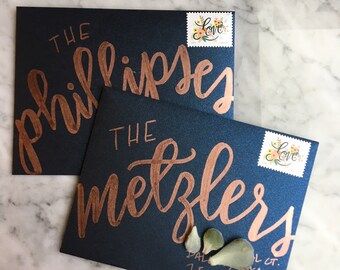 Modern Calligraphy "Mae" Style Hand-Lettered Addressing -- Brush Lettered Wedding Invitations, Envelopes, Showers, Announcements, Etc.