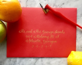 Modern Calligraphy “Gabrielle” Style Whimsical Hand-Lettered Addressing — Wedding Invitations, Envelopes, Letters, Showers, Etc.