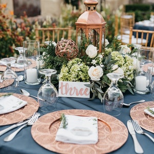 Marble and Metallic Table Number Tiles — Wedding, Party, Shower