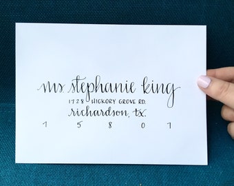 Modern Calligraphy “Kay” Style Hand Lettered Envelopes - Custom Wedding, Party, Invitations Hand Lettering