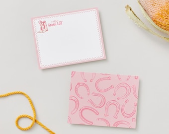 Set of 25 Custom Cowgirl Notecards – Personalized Girly Western Themed Stationery Set - Perfect Gift for Hostesses, Moms, Grads, and Girls