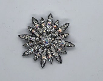 Vintage Brooch Joan Rivers Crystallized by Swarovski Aurora Borealis Pin
