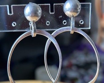 Sterling Silver 925 Pierce Dangle Earrings Mexico signed