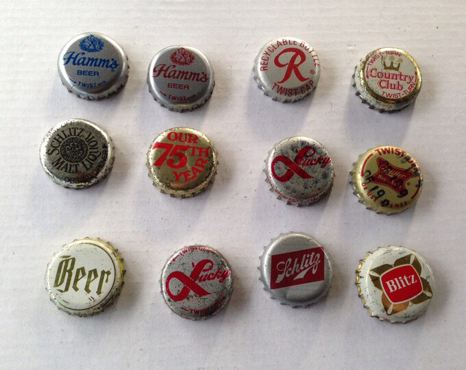 Lot of Bottle Crowns Caps From Various Beers Blitz Hamms Etsy