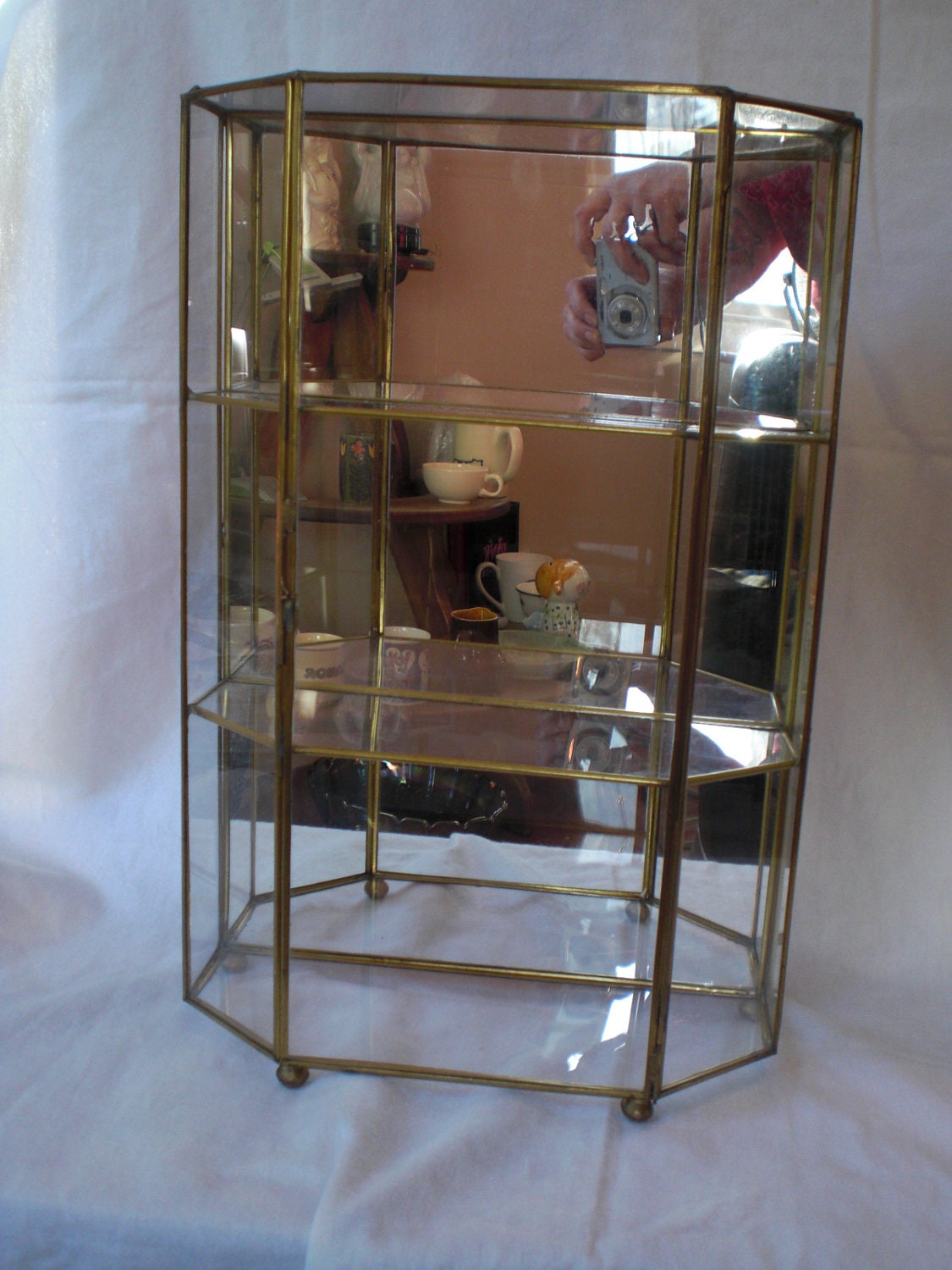 Vintage Glass Curio Display Case Brass miniature Etsy