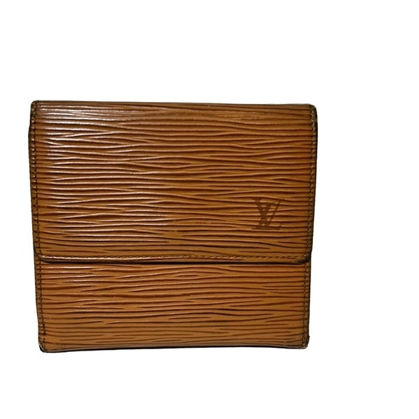 Louis Vuitton Womens Epi Leather Elise Wallet Cognac Brown Coin Billfold Cards authentic