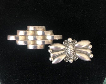 Taxco Modernist Brooch 980 Waffle Weave Sterling 956 Designer Signed Brooch Vntg