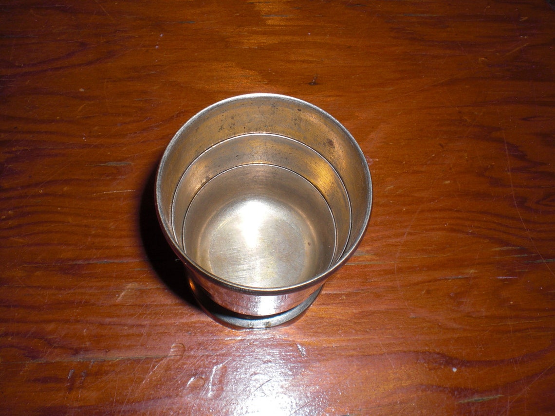 Antique German Collapsible Metal Shot glass Cup w Leather Etsy