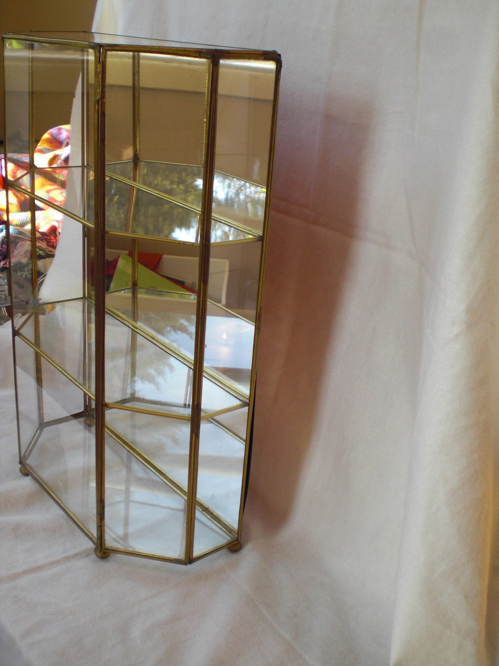 Vintage Glass Curio Display Case Brass miniature Etsy