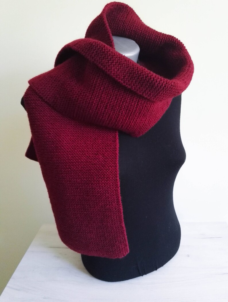 Burgundy scarf Knitted red winter scarf Ladies scarves red Men Etsy