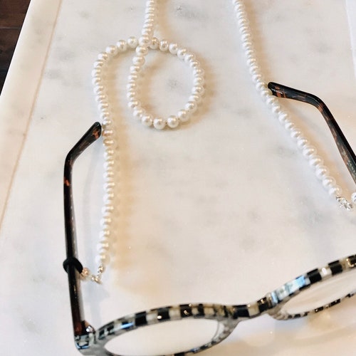 White Cultured Pearls, Sunglass Chain, Eyeglass Chain, Necklace, Mask Chain, gifts for her. shops