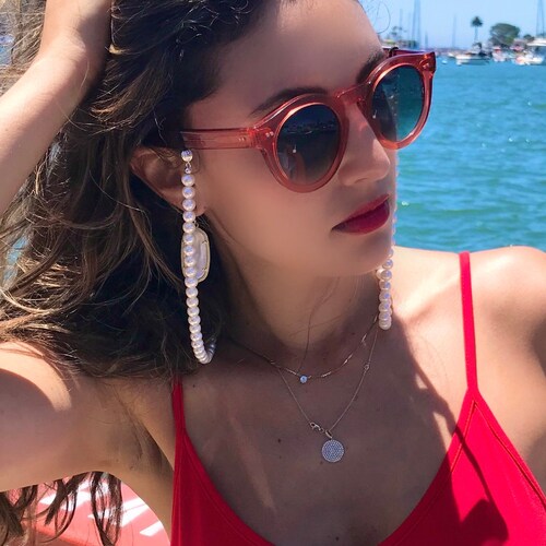 White Cultured Pearls, Sunglass Chain, Eyeglass Chain, Necklace, Mask Chain, gifts for her. shops