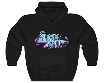 Andrew Genius 80s Rock Logo Unisex Heavy Blend Sudadera con capucha