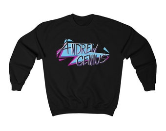 Andrew Genius 80s Rock Logo Unisex Heavy Blend Sudadera Crewneck