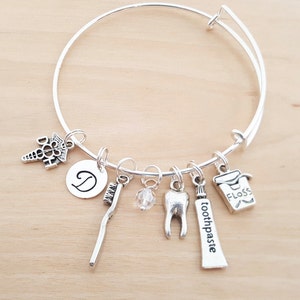 Dental Hygienist Bracelet - Dental Hygienist Gift - Personalized Bracelet - Adjustable Bangle - Birthstone Bracelet - Personalized Jewelry