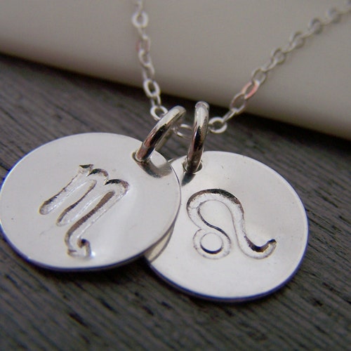 Two Disc Two Signs Astrology Necklace 
