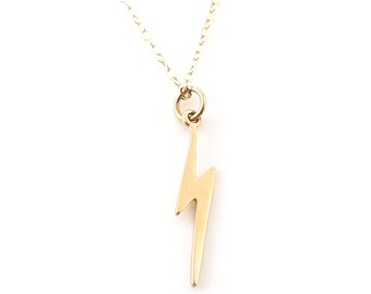 Lightning Bolt Charm 14k Gold Filled Necklace