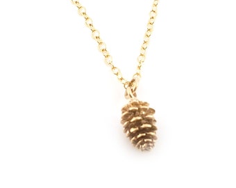 Gold Pinecone Charm 14k Gold Filled Necklace Simple Jewelry - Dainty Gold Necklace - Simple Necklace