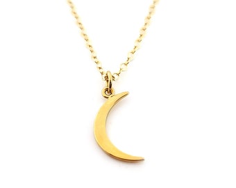 Moon Crescent Charm Necklace - 14k Gold Filled - Dainty Handmade Jewelry