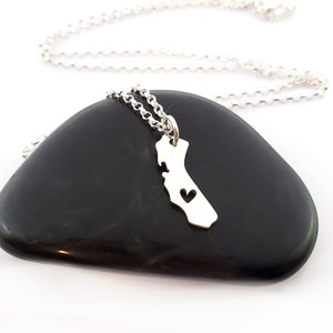 California State Heart Necklace - Sterling Silver Jewelry - CA State Necklace - Tiny California Charm