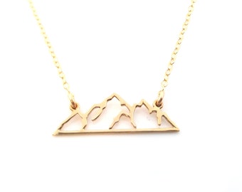 Mountain Skyline Bar 14k Gold Filled Necklace - Dainty Minimalist Handmade Jewelry - Gift for Her