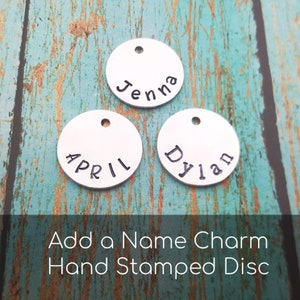 Add a Hand Stamped Silver Name Charm - Choose Your Font - Hand Stamped Disc