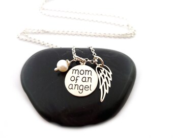 Mom of an Angel Necklace - Sterling Silver Jewelry - Miscarriage Memorial