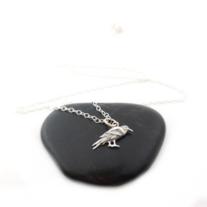 Raven Charm Necklace  - Crow Bird Charm - Sterling Silver Jewelry - Handmade Necklace