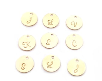 Add a Hand Stamped Silver Initial Charm / Script Font / - Etsy