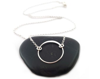 Hammered Circle Sterling Silver Charm Necklace