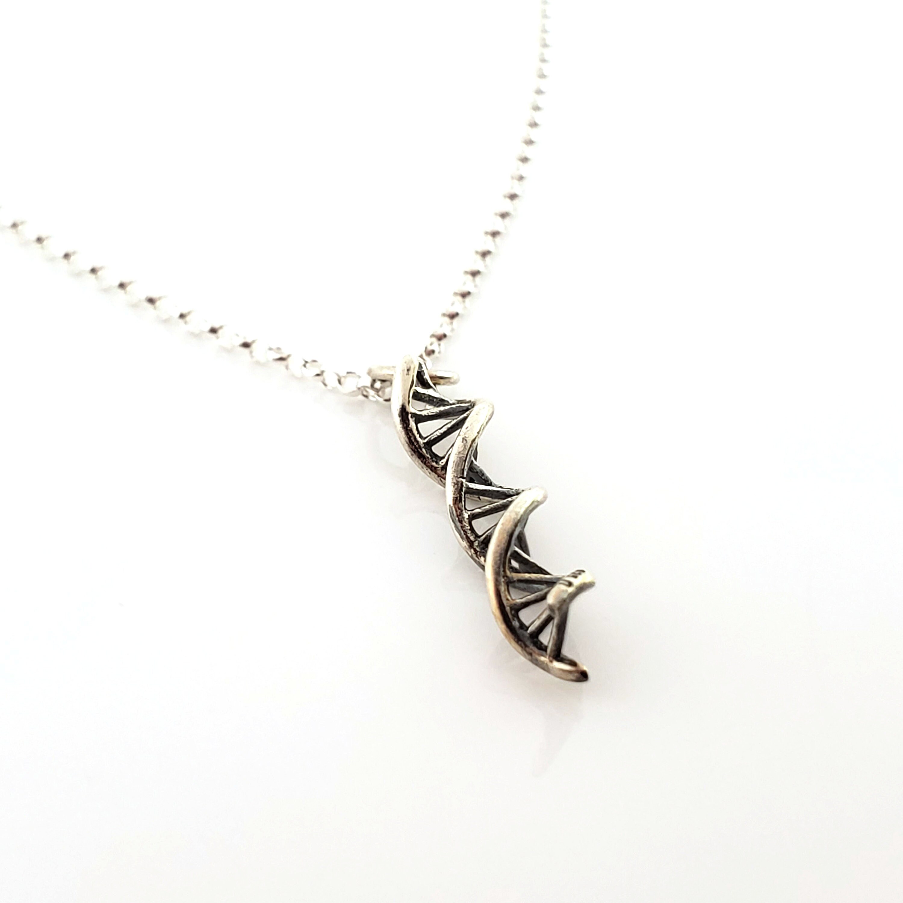 DNA Charm Sterling Silver Necklace - Gift for Her - Etsy