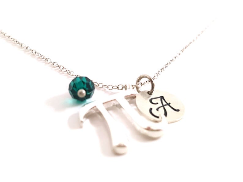 Pi Math Necklace Initial Necklace Gift for Her Sterling Silver Jewelry Personalized Necklace