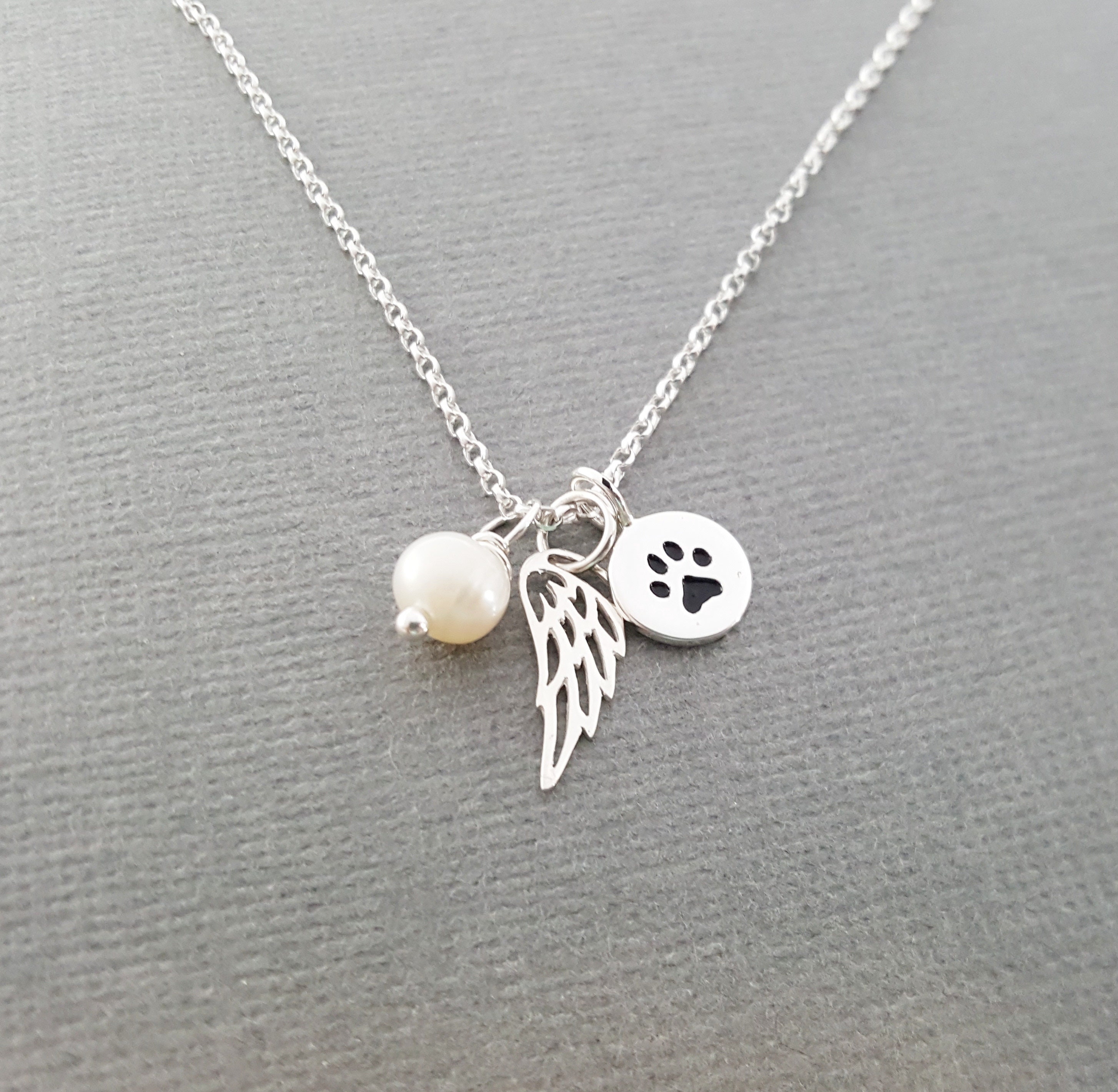 Paw Print Angel Wing Necklace - Memorial Necklace - Pet Loss Sympathy ...