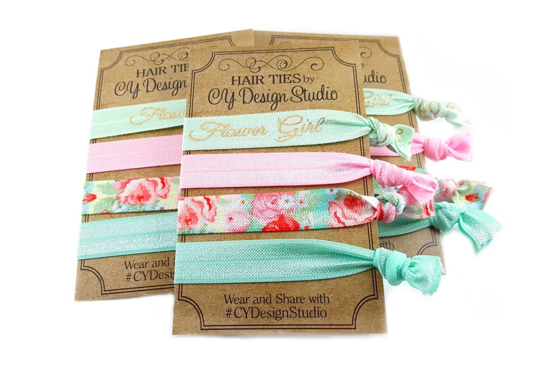 Flower Girl Hair Ties Set Floral Hair Tie Gift Set Gold Etsy