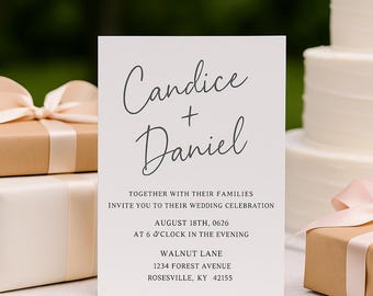 Minimalist Wedding Invitation Template | Editable in Canva | Instant Download | Modern Printable Invite | 5x7 Wedding Invitation