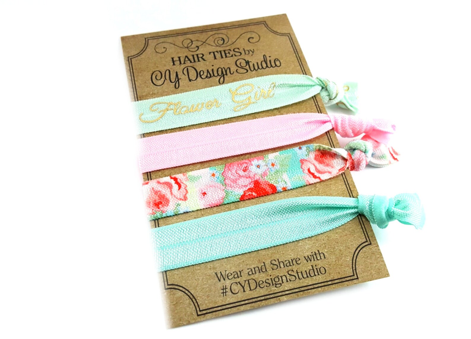 Flower Girl Hair Ties Set Floral Hair Tie Gift Set Gold Etsy